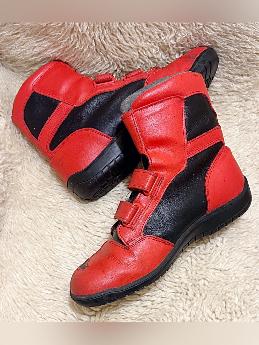 🇮🇹 prexport Red and Black High-Top Velcro Sneakers (Made in Italy) 🇮🇹